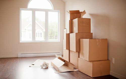 Professional movers handling furniture